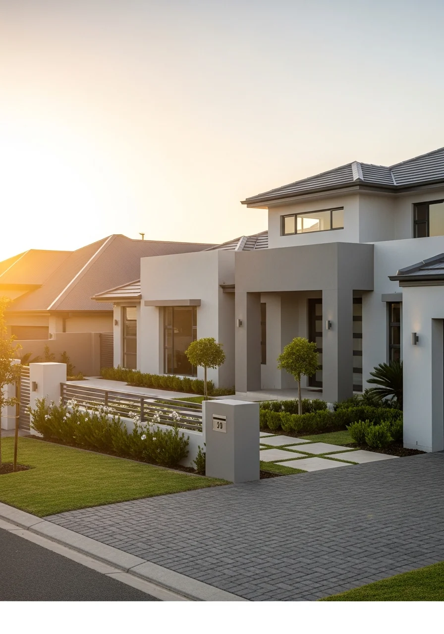 Pearland home entrance featuring modern design, quality finishes, and professional landscaping.
